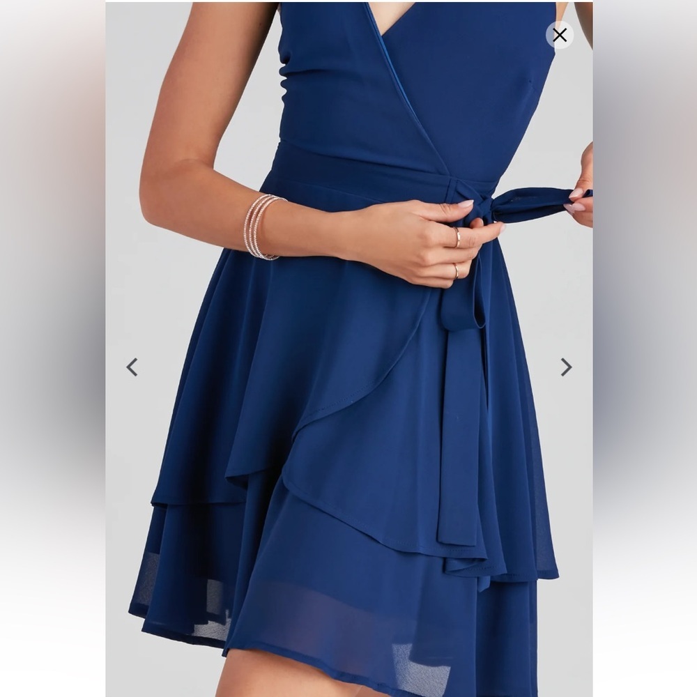 Windsor Effortless Vibes Chiffon Skater Dress, navy blue, size XS, new! - Picture 10 of 12
